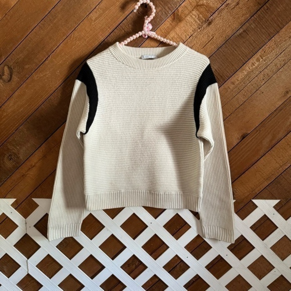 BLDWN cropped wool/cashmere blend striped sweater size Small